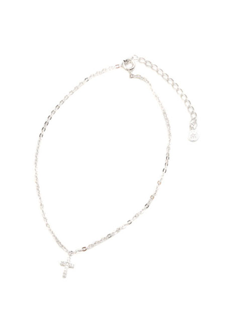 TINY CROSS DIAMOND ANKLET