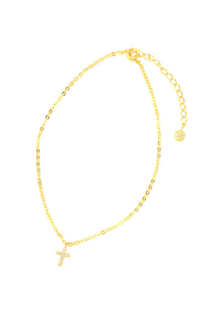 TINY CROSS DIAMOND ANKLET