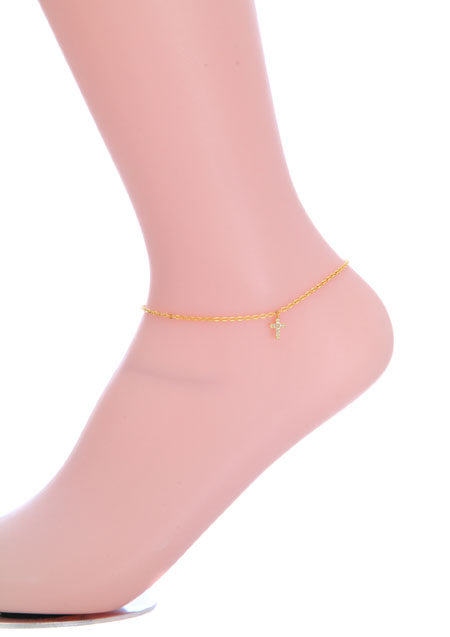 TINY CROSS DIAMOND ANKLET