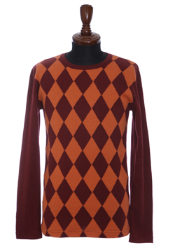 AKM PIMA COTTON BY EMILCOTONI MADE IN ITALY ARGYLE L/S CREW KNIT