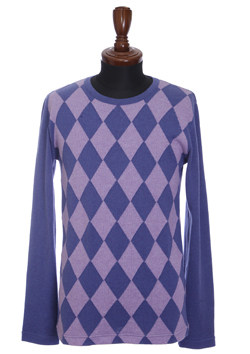 PIMA COTTON BY EMILCOTONI MADE IN ITALY ARGYLE L/S CREW KNIT　