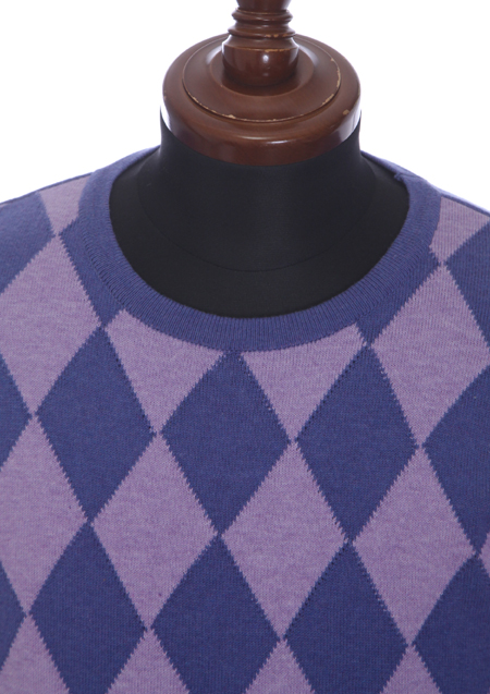 PIMA COTTON BY EMILCOTONI MADE IN ITALY ARGYLE L/S CREW KNIT　