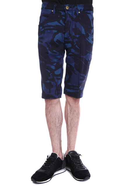 CAMO PRINT SWEATDENIM TIGHT SLIM SHORTS