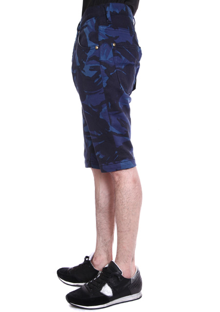 CAMO PRINT SWEATDENIM TIGHT SLIM SHORTS