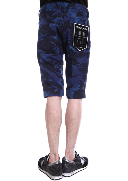 CAMO PRINT SWEATDENIM TIGHT SLIM SHORTS