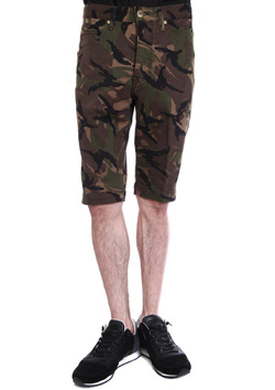 CAMO PRINT SWEATDENIM TIGHT SLIM SHORTS