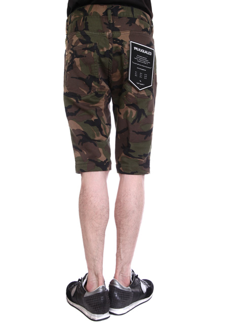 CAMO PRINT SWEATDENIM TIGHT SLIM SHORTS