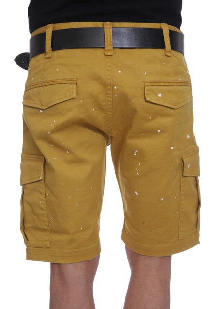 AKM PAINTED STRETCH COTTON KNEE UP CARGO PANTS