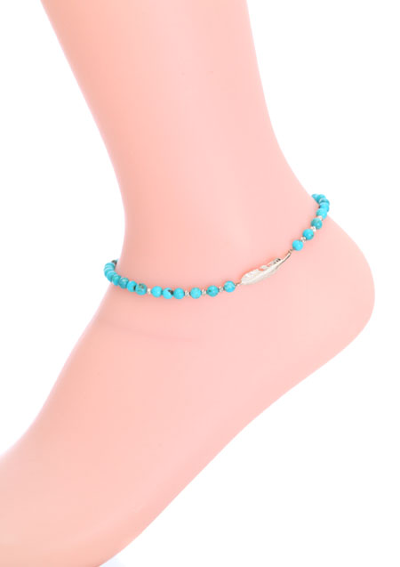 A.O.I SPIRAL TURQUOISE FEATHER ANKLET