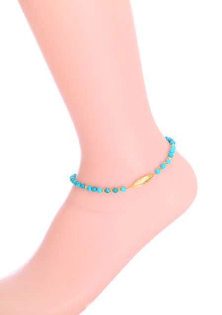 A.O.I SPIRAL TURQUOISE FEATHER ANKLET